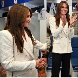 ZARA Textured Taweed Double Breasted Blazer Size L